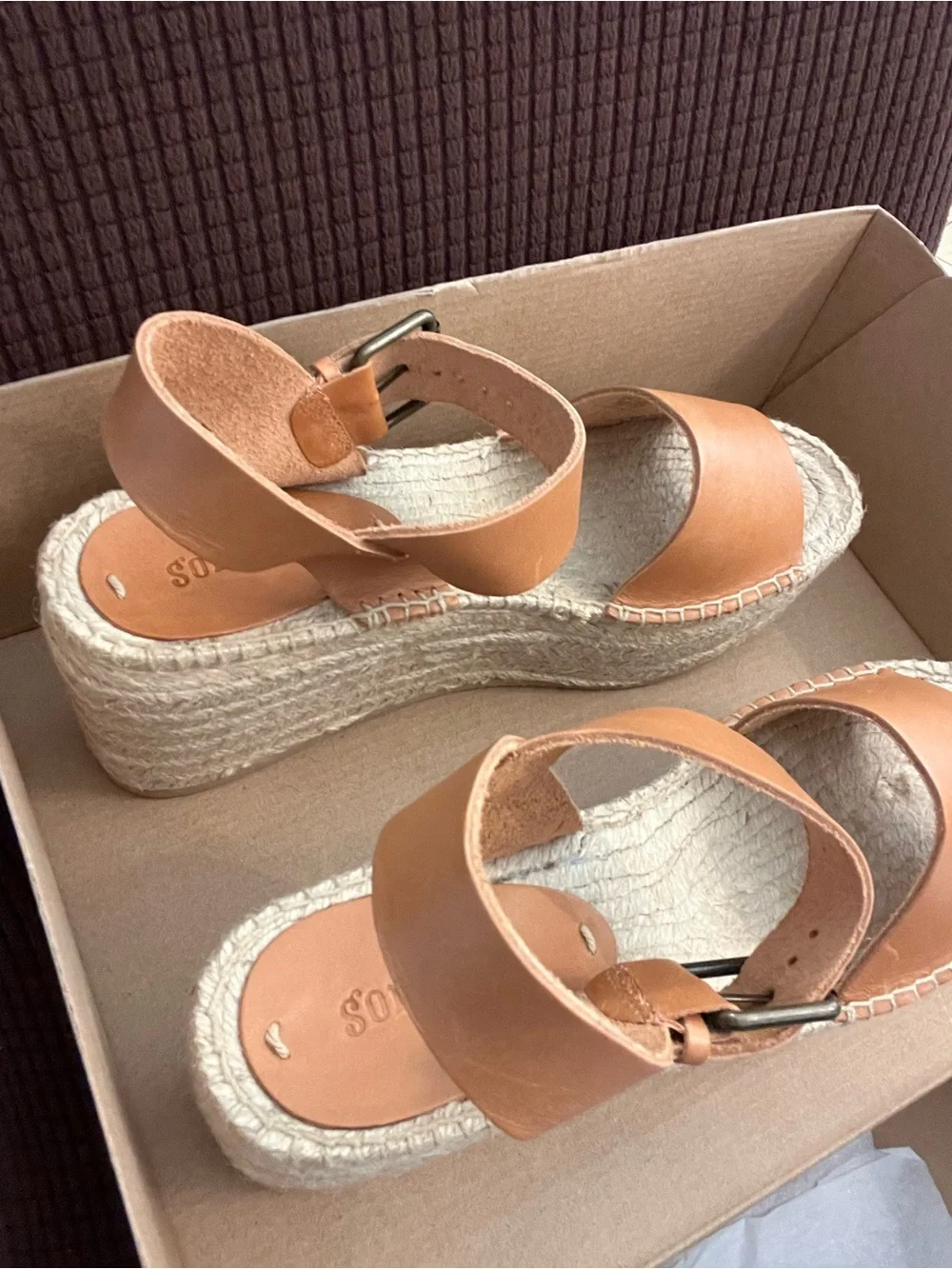 Soludos Nude Women’s Minorca High Platform Leather Sandal Box Label